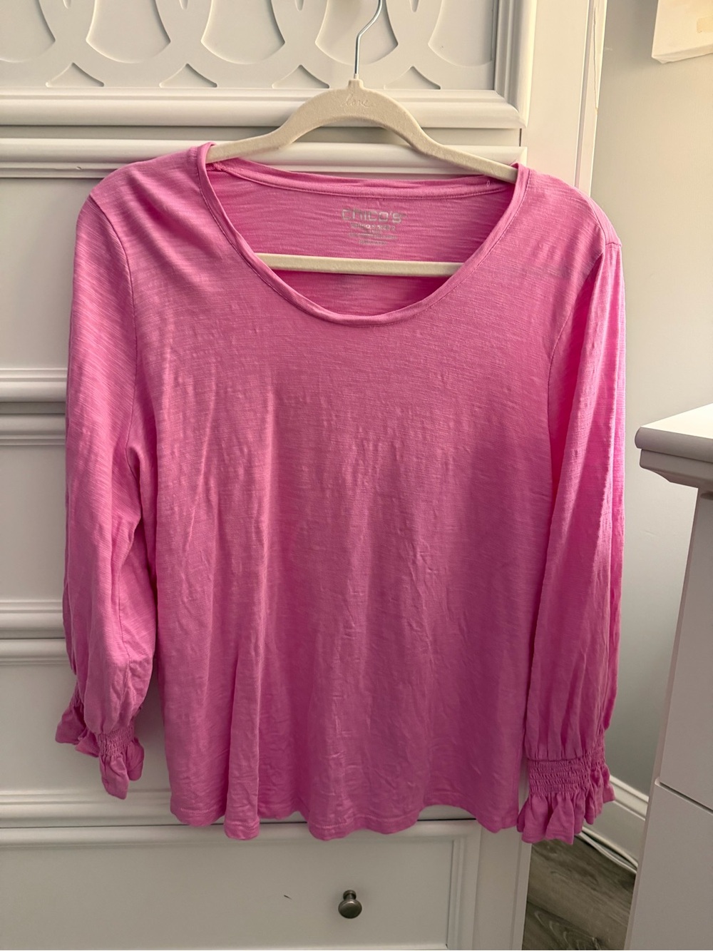 Chico’s Size 2 Women’s Blouse Pink Long Sleeve